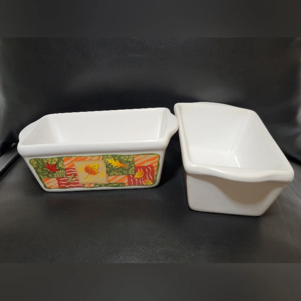 Vintage Garden Ridge Fall Harvest Mini Loaf Pans Set of 2 Autumn Baking Dishes